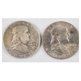1963 & 1963 D Franklin Silver Half Dollars