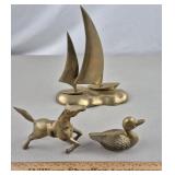 Brass Sail Ship, Duck & Horse