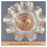 Dugan Carnival Glass Footed Bowl 8' W