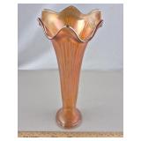 Fenton Fine Rib Carnival Glass Vase 9 & 5/8' H