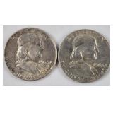1963 & 1963 D Franklin Silver Half Dollars