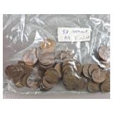 58ct Wheat Pennies All S Mint