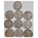 10ct Franklin Silver Half Dollars