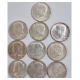 10ct Kennedy 90% Silver Half Dollars