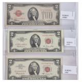 $2 US Notes 1928D, 1953, 1963
