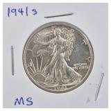 1941S Walking Liberty Silver Half Dollar Gem BU