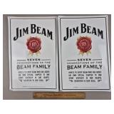 Jim Beam Metal Signs 12 x 18'