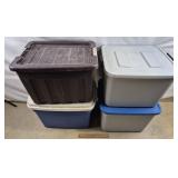 4ct Plastic Totes - 1 Needs Cleaned