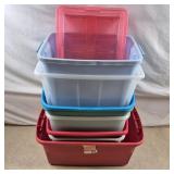 9ct Assorted Plastic Totes - No Lids 1 Cracked