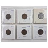 6ct Indian Head Pennies 1892-1899