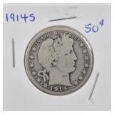 1914 S Barber Silver Half Dollar