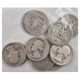 10ct 1940s Washington Silver Quarters