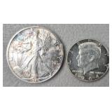 1989 American Silver Eagle & 1964 Kennedy Half