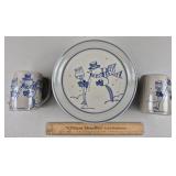 Beaumont Bros Pottery Snowman Plates Mugs