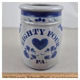 Eighty Four PA Blue & Gray Crock 6 & 3/8" H