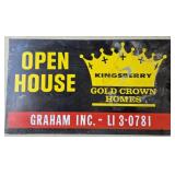 Vintage Kingsberry Gold Crown Homes Metal Sign