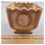 Fenton Chocolate Slag Patriot Glass Vase 4" H