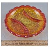 LE Smith Amberina Divided Dish Moon & Stars