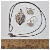 Silver Necklace, Pendant & Earrings