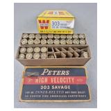 303 Savage Ammo 21 Rounds & 9 Spent Casings