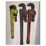 3 Rigid Pipe Wrenches 14, 14, 18"