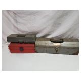 3 Tool Boxs Metal & Plastic 1 Lot