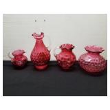 Fenton Cranberry Glass 4 Pieces