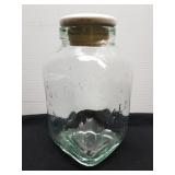 Porcelain Top Green Glass Cookie Jar