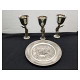 4 Pieces Pewter 1 Lot