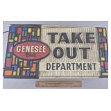 Vintage Genesee Beer Take Out Department Sign