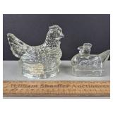 Vintage Glass Hen on Nest Candy Containers