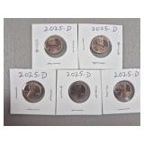 5ct 2025D Pennies Uncirculated