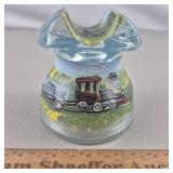 Hand Painted Glass Insulator w/ Train Scene
