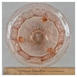 Fenton Pink Glass Butterfly & Berries Bowl