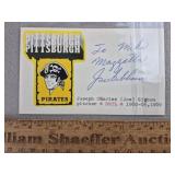 Joe Gibbon Signed Card Pirates - No COA