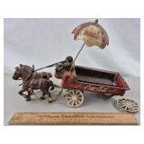Cast Iron Horse Drawn Coca Cola Wagon Needs TLC