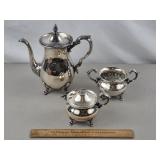 Silverplate Tea Set - 1 Missing Lid