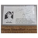 Ned Garver Signed Card Browns - No COA