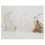 3 Vintage Glass Peter Rabbit Candy Containers