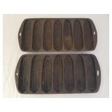 2 Cast Iron Corn Bread Molds