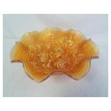 Carnival Glass Bowl W/ Embossed Roses