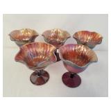 5 Carnival Glass Sundae Cups