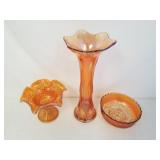 3 Carnival Glass Pieces