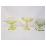 3 Pieces Vaseline Glass
