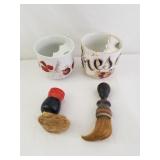 Vintage Shaving Mugs & Brushes Some Chips
