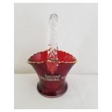 Ruby Flash Souvenir Glass Basket Leecburg PA