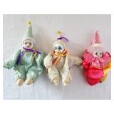 3 - Porcelain Clown Dolls