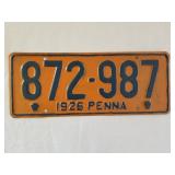 1926 PA License Plate Repainted