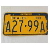 1968 PA Dealer License Plate