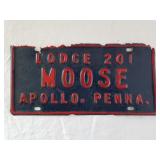 Vintage Apollo Moose License Plate Lodge 201